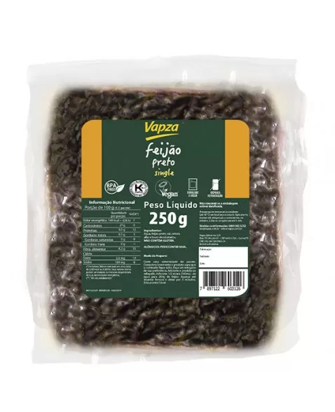 Feijão Preto Cozido no Vapor Single - VAPZA - 250g