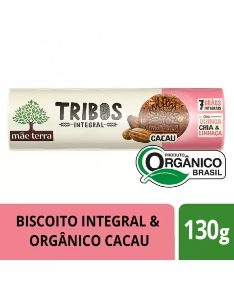 Tribos Biscoito Cacau Orgânico Integral - MÃE TERRA - 130g