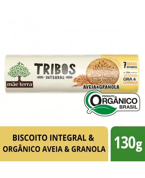 Tribos Biscoito Aveia e Granola Integral Orgânico - MÃE TERRA - 130g