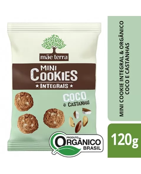 Mini Cookie Coco e Castanhas Orgânico - MÃE TERRA - 120g