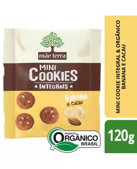 Mini Cookie Banana e Cacau Integral Orgânico - MÃE TERRA - 120g