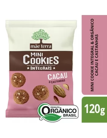 Mini Cookie Cacau Castanhas Integral Orgânico - MÃE TERRA - 120g