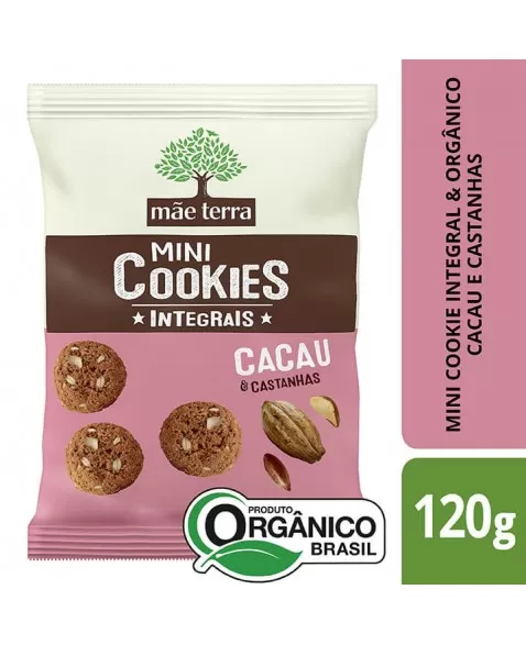 Mini Cookie Cacau Castanhas Integral Orgânico - MÃE TERRA - 120g