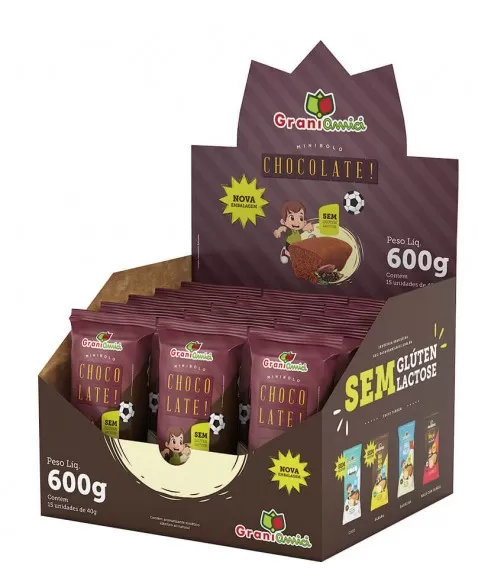 Minibolo Chocolate Sem Glúten- GRANI AMICI- Display 15 unidades x 40g