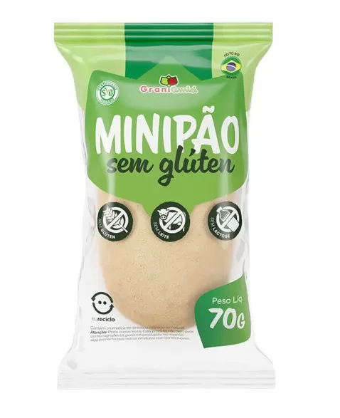 Minipão Vegano, Zero Glúten e Zero Lactose - GRANI AMICI - 70g