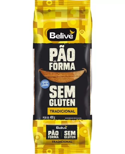 Pão de Forma Tradicional Sem Glúten - BELIVE - 400g