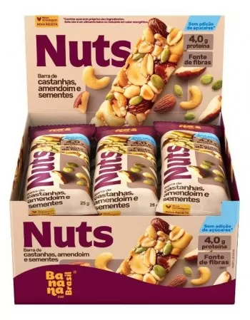 Barra Nuts Amendoim e Sementes - Banana Brasil - 12x25g