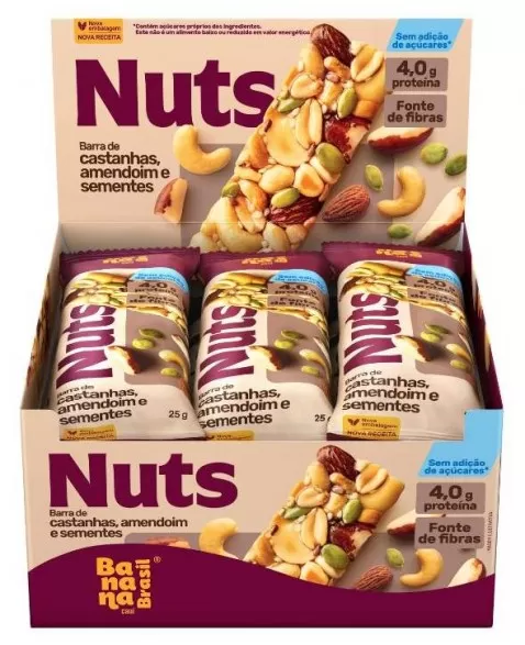 Barra Nuts Amendoim e Sementes - Banana Brasil - 12x25g 