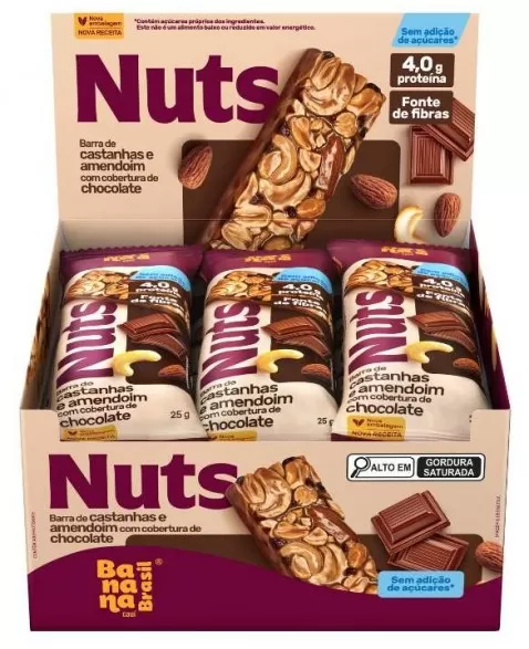 Barra Nuts Chocolate - Banana Brasil - 12x25g