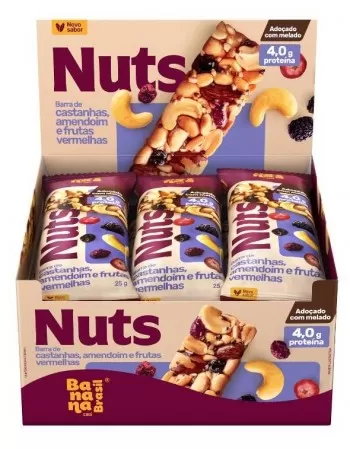 Barra Nuts Frutas Vermelhas - Banana Brasil - 12x25g