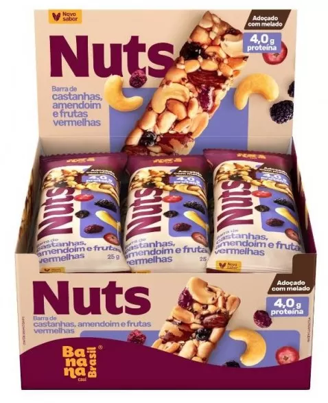 Barra Nuts Frutas Vermelhas - Banana Brasil - 12x25g