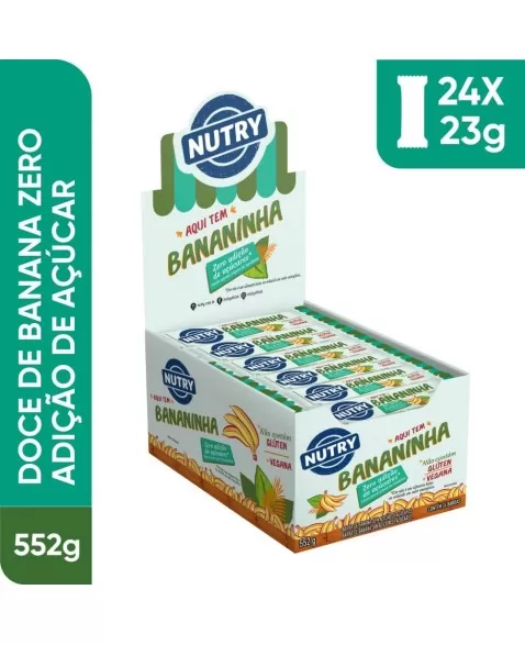 Barra de Fruta Bananinha Zero - Nutry - 24 x 23g - Vegana, Sem Glúten e Zero Adição de Açúcares