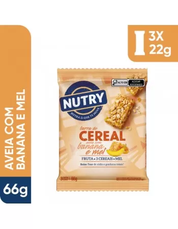 Barra de Cereais Aveia com Banana e Mel - Nutry - multipack 3 x 22g