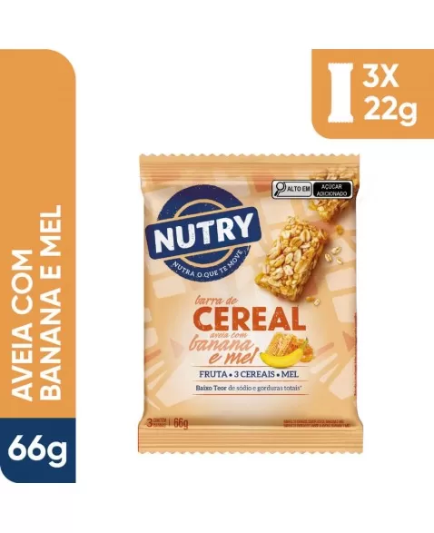 Barra de Cereais Aveia com Banana e Mel - Nutry - multipack 3 x 22g