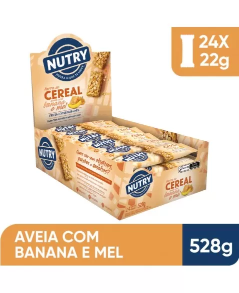 Barra de Cereais Aveia com Banana e Mel - Nutry - display 24 x 22g