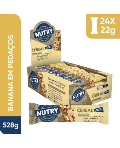 Barra de Cereais Banana em Pedaços - Nutry - Display 24 X 22g