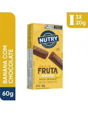 Barra de Fruta Banana - Nutry - Caixeta 3 X 20g - Com Fruta, Chocolate e Aveia