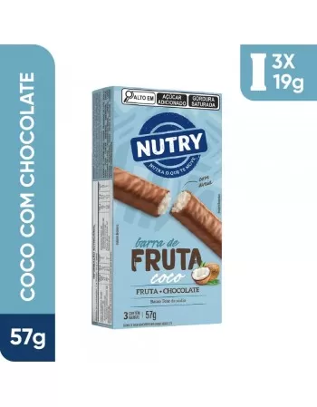 Barra de Fruta Coco - Nutry - Caixeta 3 x 19g - Com Fruta, Chocolate e Aveia