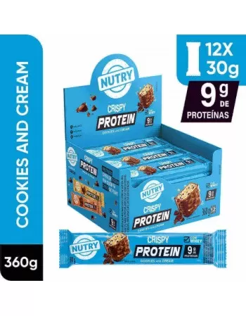 Barra de Proteínas Crispy Chocolate ao Leite - Nutry - Display 12 x 30g - Com Whey e 9g de Proteínas