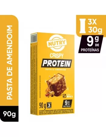 Barra de Proteína Crispy Pasta de Amendoim - Nutry - 3 x 30g