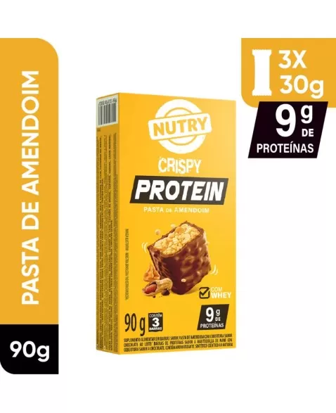 Barra de Proteína Crispy Pasta de Amendoim - Nutry - 3 x 30g