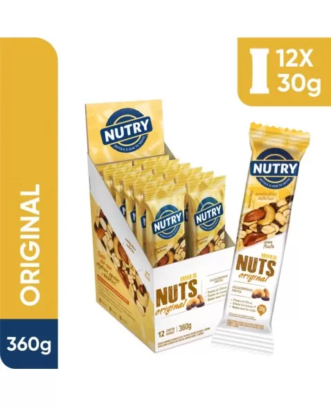 Barra de Nuts Original - Nutry - Display 12 x 30g - Com Oleaginosas e Fruta