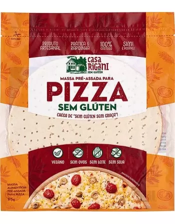 Massa pré-assada para Pizza Sem Glúten - Casa Rigani - pacote 175g