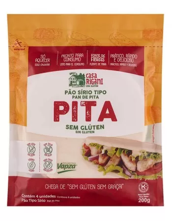 Pão Sírio tipo Pan de Pita Sem Glúten - Casa Rigani - 200g