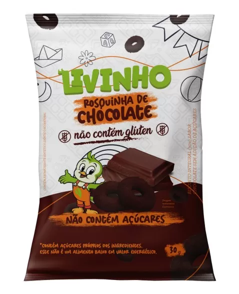 ROSQUINHA CHOCOLATE Z.ACUCAR S/GLUT 9X30G