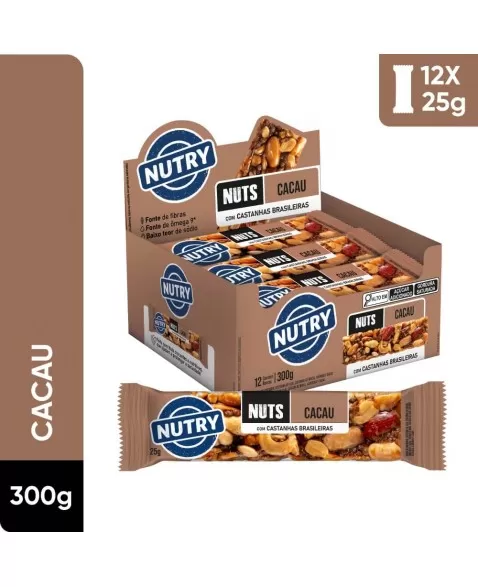 Barra de Nuts Cacau - Nutry - Display 12 x 25g