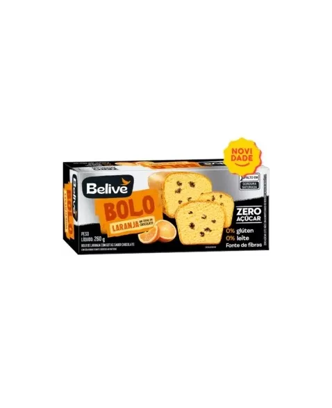 Bolo de Laranja com Gotas de Chocolate Zero Açúcar - Belive - 260g