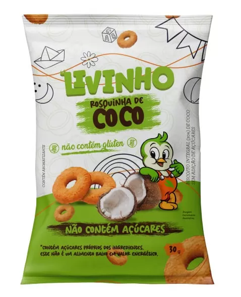 Rosquinha de Coco Zero Açúcar e Sem Glúten - Livinho - 9 x 30g