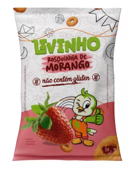 Rosquinha de Morango Sem Glúten - Livinho - 9 x 30g