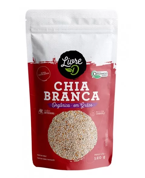 Chia Branca em Grãos Orgânica - LivreD - 120g