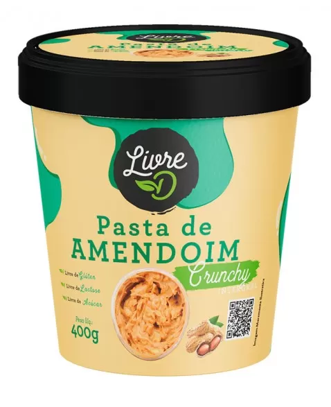 Pasta de Amendoim Integral Crunchy - LivreD - 400g