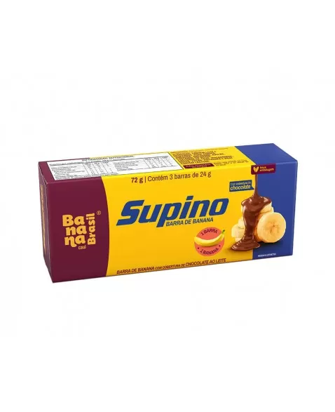 Barra de Frutas Supino Original Banana e Chocolate ao Leite - Banana Brasil - Caixa 3x24g