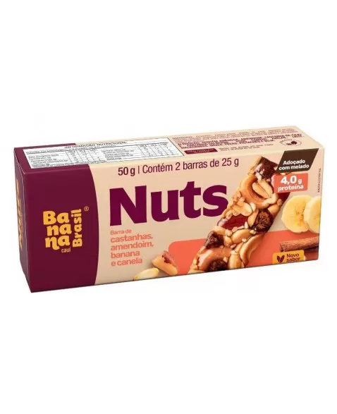 Barra de Nuts Supino Banana e Canela - Banana Brasil - Caixa 2x25g