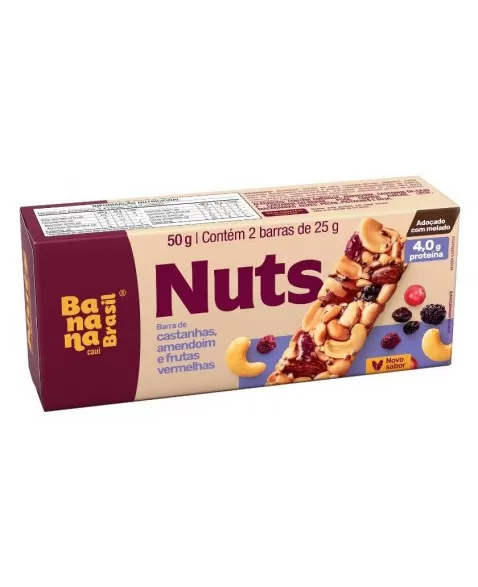 Barra de Nuts Frutas Vermelhas - Banana Brasil - 2x25g