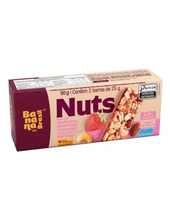 Barra de Nuts Morango - Banana Brasil - Caixa 2x25g