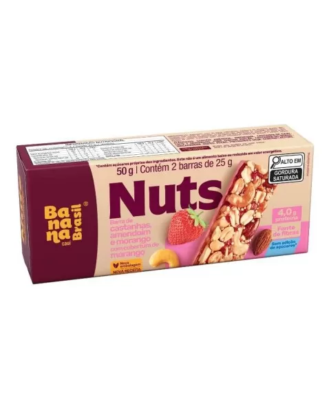 Barra de Nuts Morango - Banana Brasil - Caixa 2x25g