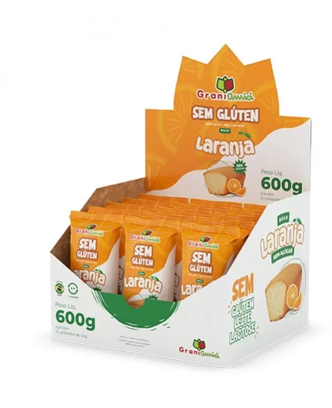 Minibolo Laranja Sem Glúten Zero Açúcar - GRANI AMICI - Display 15 unidades x 40g