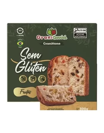 Panetone Granittone Frutas Sem Glúten e Sem Lactose - Grani Amici - 300g