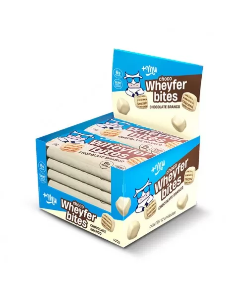 Choco Wheyfer Bites Chocolate Branco - +Mu - Display 12 x 35g