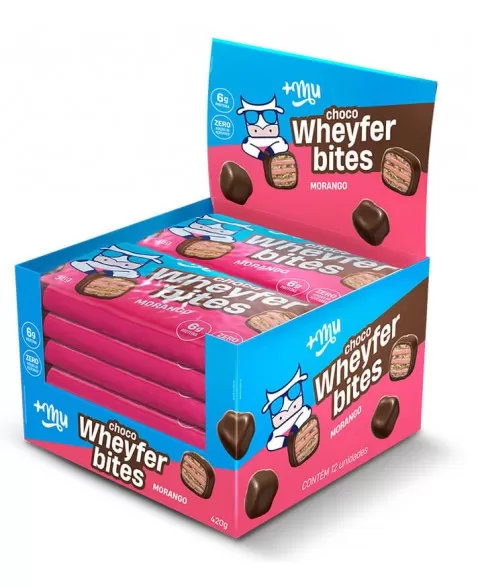 Choco Wheyfer Bites Morango - +Mu - Display 12 x 35g