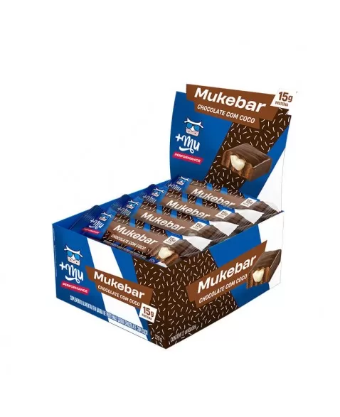 Mukebar Suplemento em Barra de Proteína Chocolate com Coco - +Mu - 12 x 60g