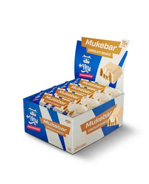 Mukebar Suplemento em Barra de Proteína Chocolate Branco - +Mu - 12 x 60g