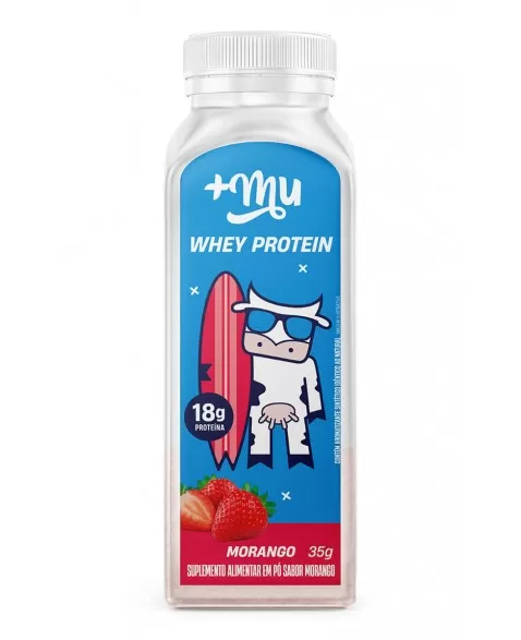 Whey Protein em Pó Concentrado Morango +MU - Garrafinha 32g