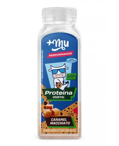 Proteína Vegetal Caramel Macchiato +Mu Performance - Garrafinha 33g