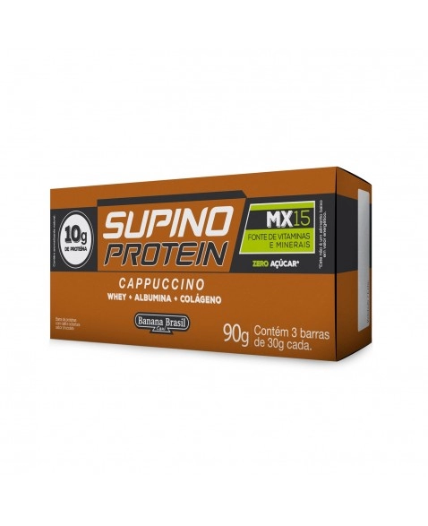 Barra Supino Protein Cappuccino Banana Brasil Caixeta Com 3 Unidades De 30g 6718