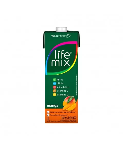 SUCO BAIXA CALORIA MANGA - 30% SUCO INTEGRAL - LIFE MIX 1 LITRO